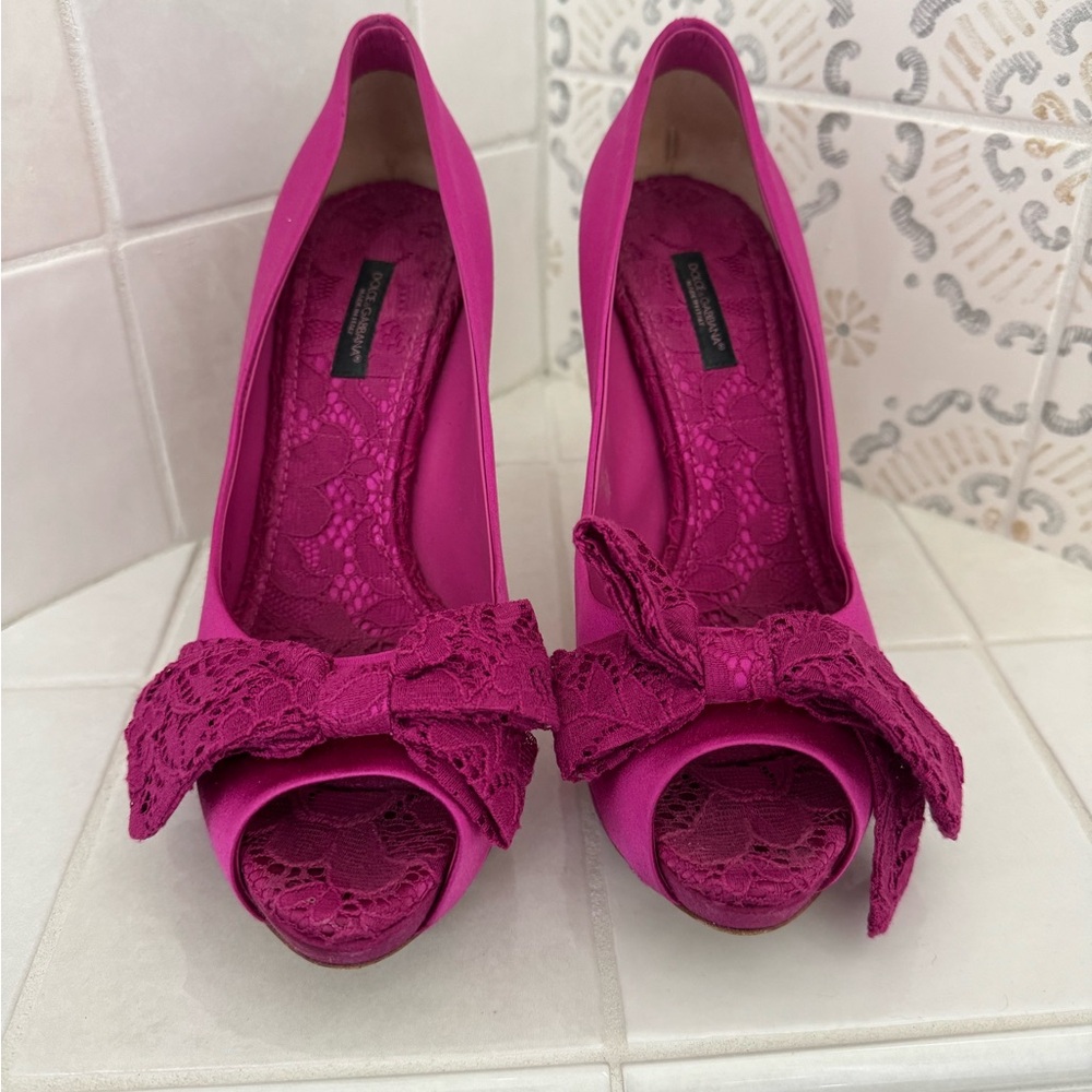 Dolce & Gabbana Pink Peep-Toe Heels